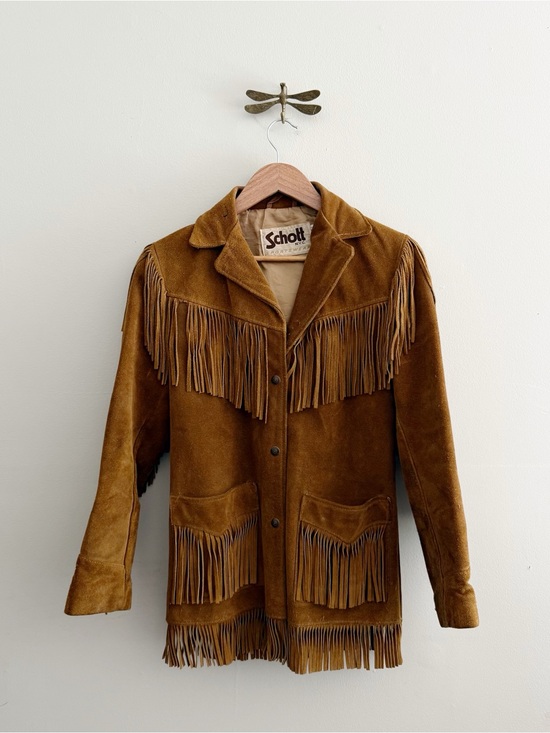 Vintage Jackets & Blazers - 1970s Vintage Schott NYC Brown Suede Western Fringe Jacket Women’s Small